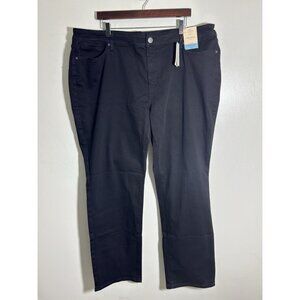 St Johns Bay Jeans Womens 24W Black Straight Leg Mid Rise Stretch New